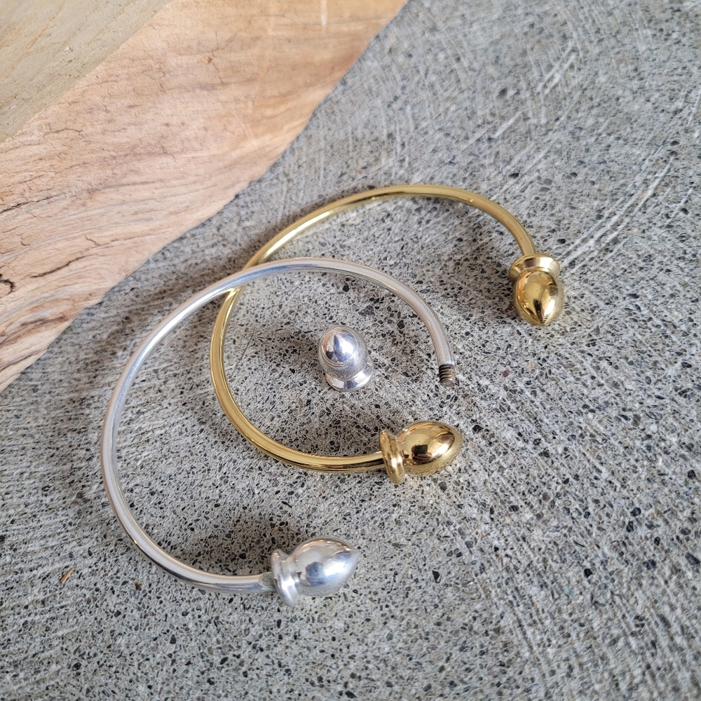 Add charms bracelet bangle cuff set silver gold